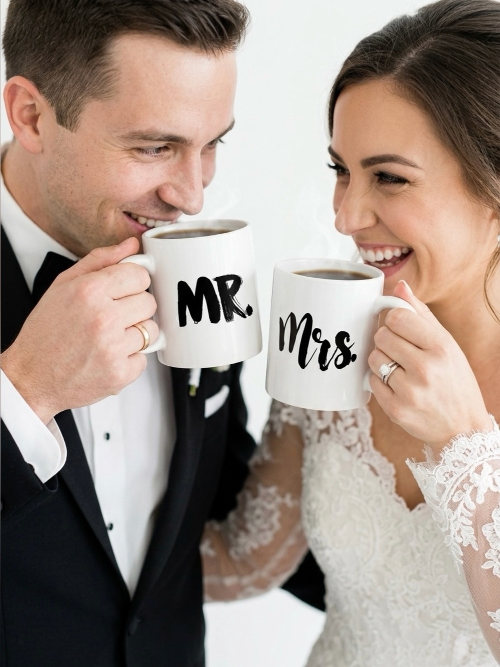 TMD Holdings Mr. & Mrs. 2-Pc. Black Font Mug Set wedding shower gift  new in box